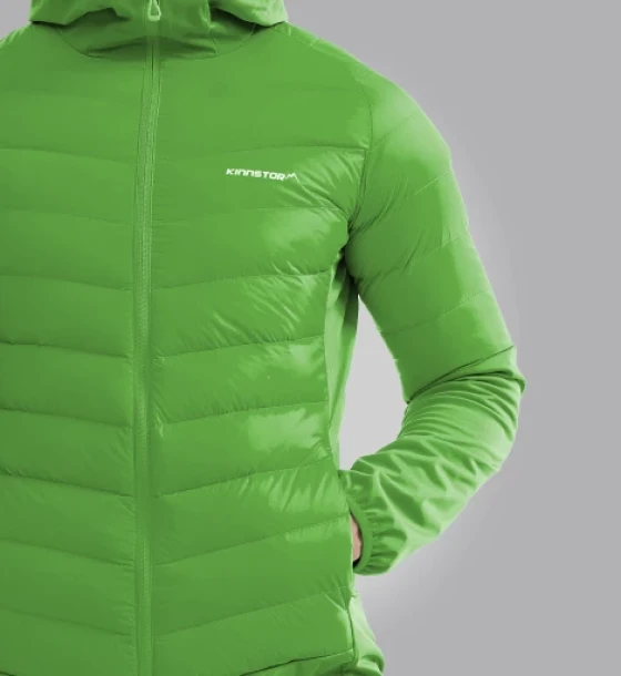 奥尼热男士纯色连帽羽绒服-蓝色-绿色-L